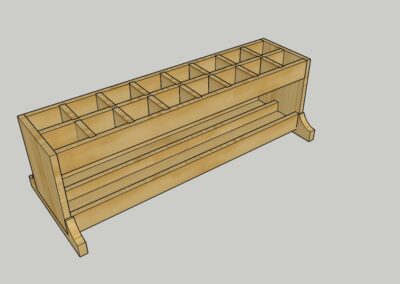 Dessin pour un rack à skis pour l'entrée de l'office du tourisme de Val Thorens