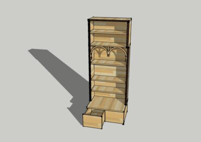 Dessin d'un meuble pour la bibliothèque botanique de Gaujacq